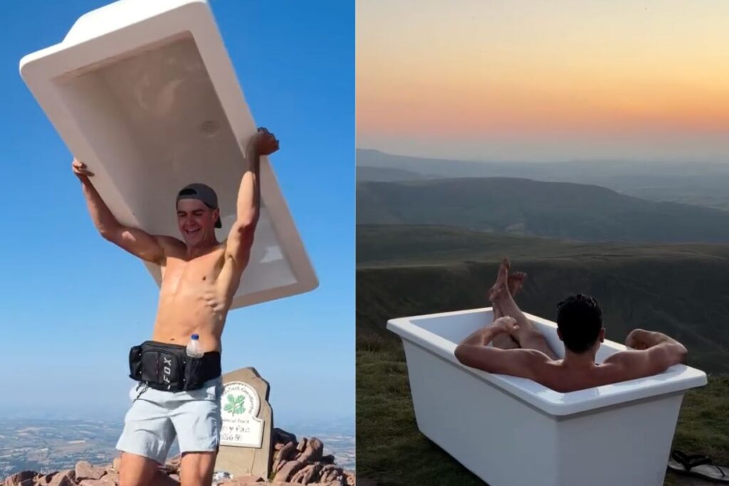 Influencer sparks backlash after carrying bathtub up Pen y Fan and leaving it there