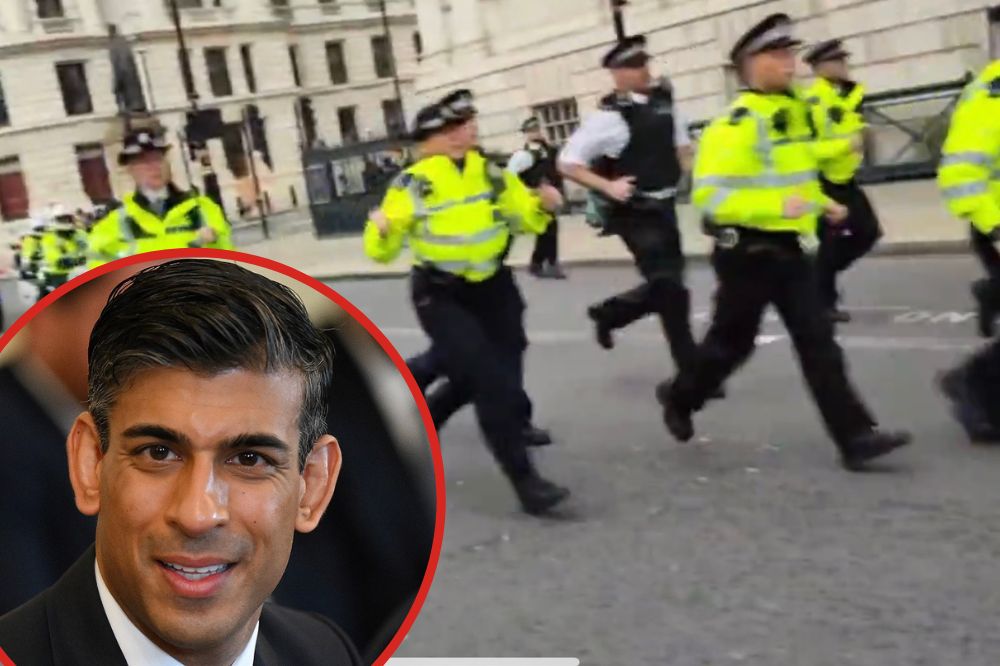 Watch Met officers dash to keep up with PM's car as part of bizarre