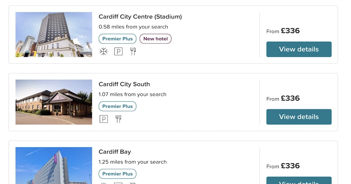 Highest hotel prices increases on Oasis concert dates are in Cardiff